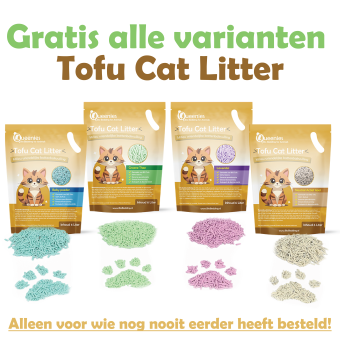 Proefpakket Tofu Cat Litter – alle vier de varianten zichtbaar